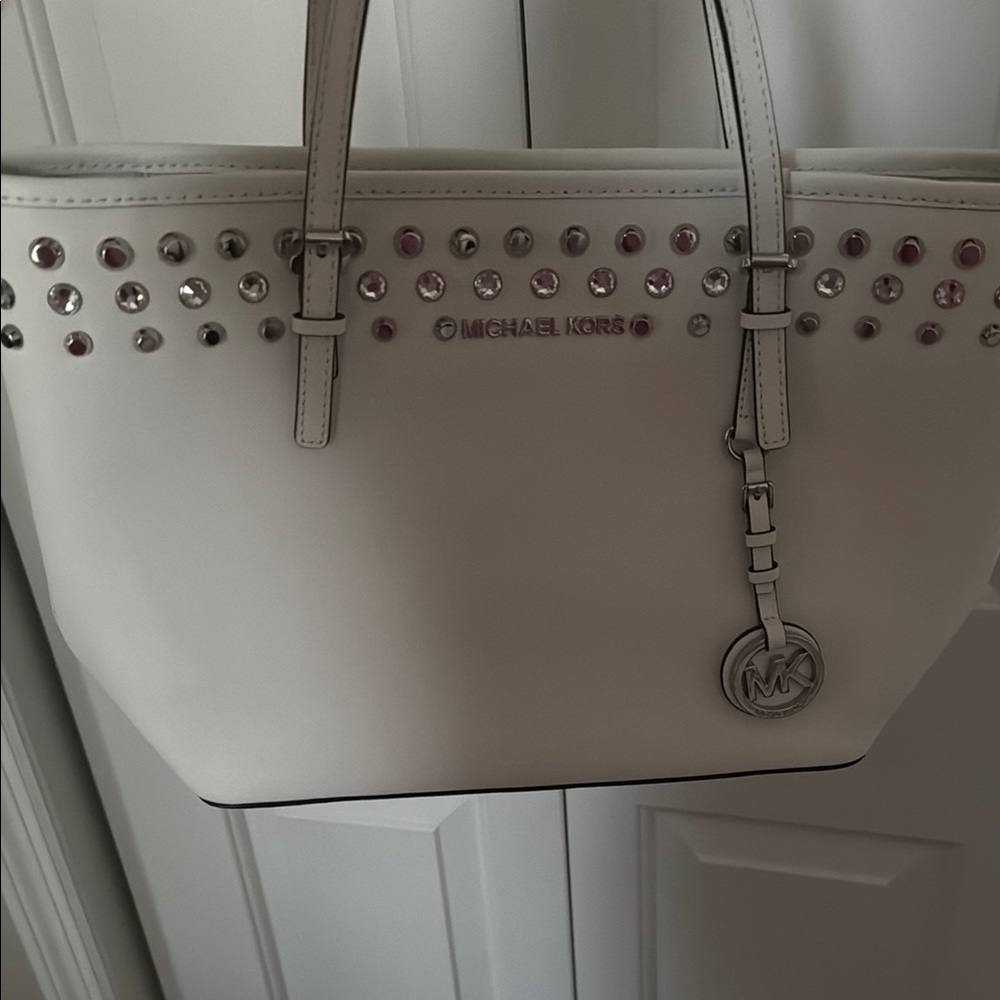 Michael Kors White Perforated Leather Tote